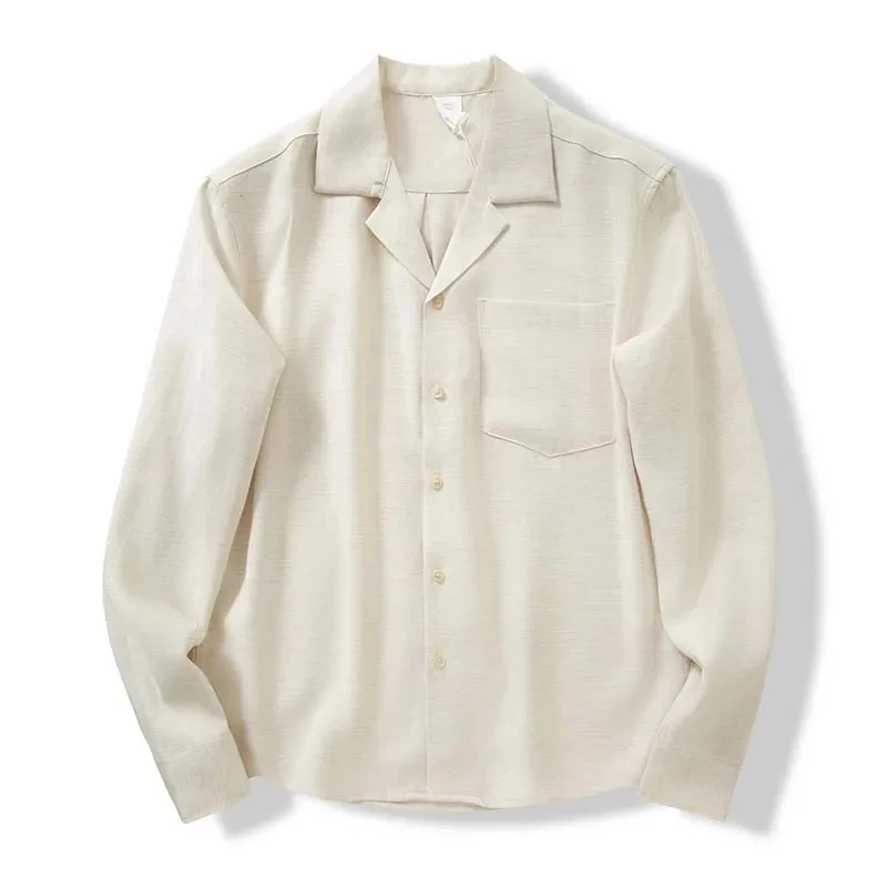 

Man Shirt Long Sleeve White Shirts Old Money Men's Fashion Japanese Style Elegant Mens Streetwear Printed Linen Luxury Male