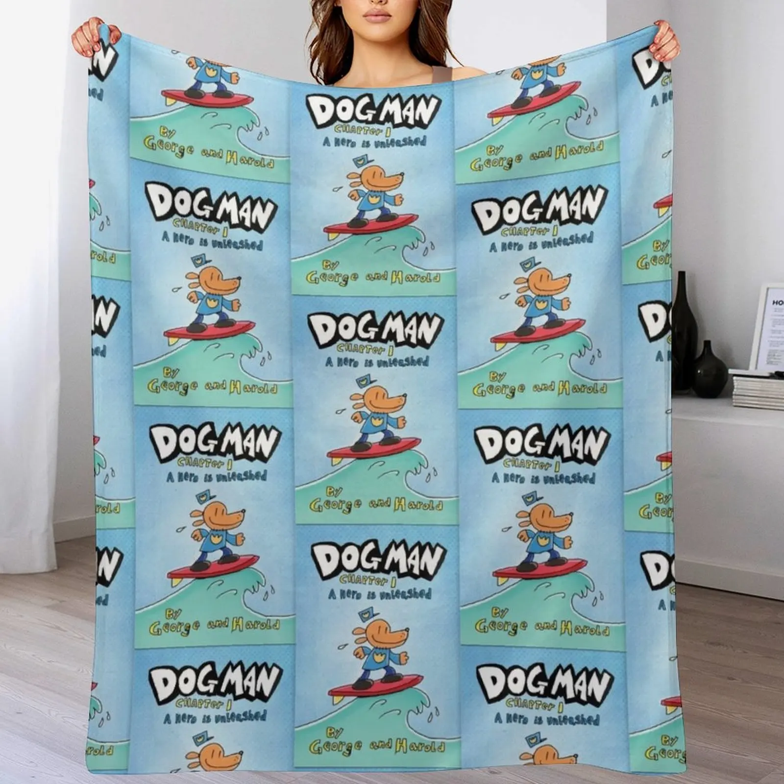 Dog Man Movie Dav Pilkey Throw Blanket Stylish Decor Blanket Gift for Friends Roommate