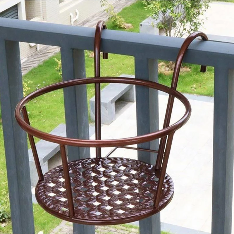 

1PCS European Style Balcony Iron Flower Stand Outdoor Hanging Potted Plant Flower Pot Rack Window Hanging Suspension Rack Basket