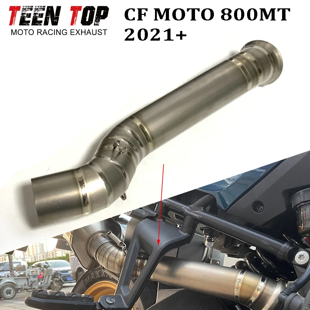 ل CF MOTO 800MT الانزلاق على العادم الأوسط وصلة الأنابيب 51 مللي متر دراجة نارية سبائك التيتانيوم العادم الخمار 800MT 2021 + ربط أنبوب #6
