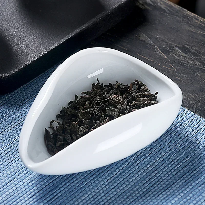 Coffee Beans Dose Trays Ceramic Pure White Smooth Porcelain Teaspoon Tea Separator Vessel Coffee Bean Spoon Shovel Tea Trays