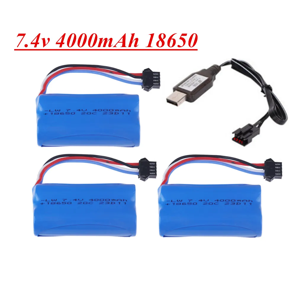 SM-4P Plug 4000mah 7.4v LiPo Battery for UDI902 UDI007 UDI002 UDI001 HuanQi 961/962 HJ806 RC Boat Spare Parts 2s 18650 Battery