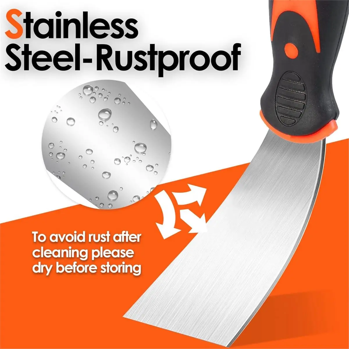 A340P ~6 Piece Stainless Steel Paint Tool Set,14Inch Mud Pan for Repairing Drywall, Removing Wallpaper, Applying Putty