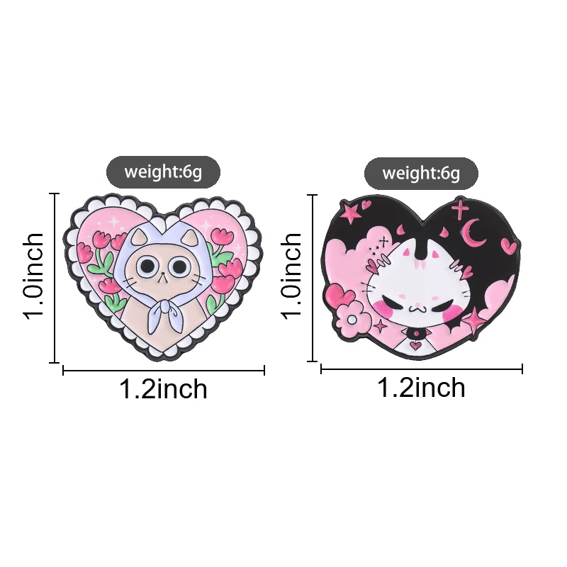 2er-Set Cartoon-Tier-Kollektion Emaille-Pins: Comic-Hund, Katze, Hase, Frettchen, Frosch, Fee, Mexikanische Fiesta, Gans Brosche Schmuck-Abzeichen – Detail 1