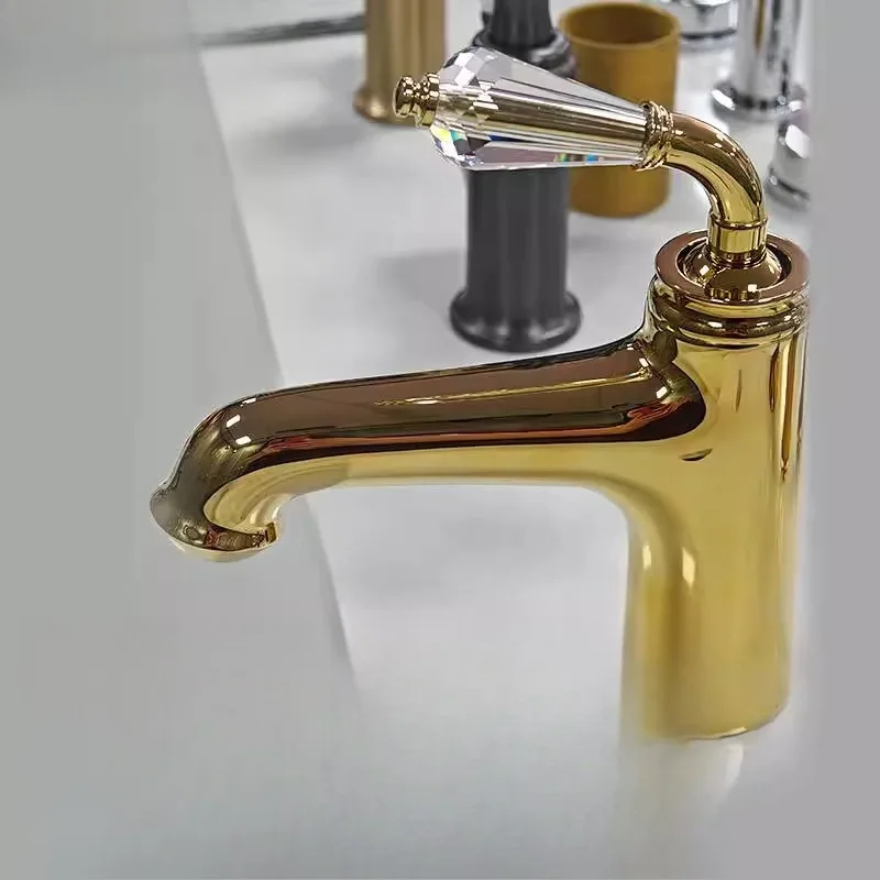 

Европейский цельномедный умывальник с одним отверстием, смеситель для холодной и горячей воды, умывальник для ванной комнаты, брызгозащищенный смеситель для раковины под столешницей