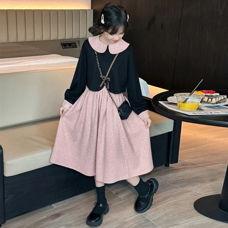 

Girls Clothes Set Spring Autumn Children's Doll Collar Patchwork Sweatshirt ​+ Skirt 2Pcs Suits Stylish Kids Long Sleeve Outfits