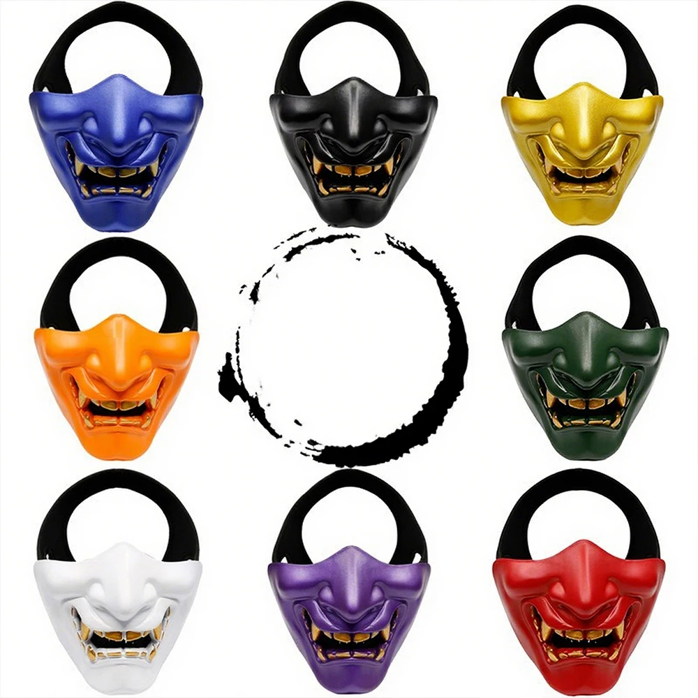 할로윈 마스크 하프 오니 코스프레 장식 사무라이 남성 룸 파티 의상 얼굴 일본 가장 무도회 수지 마스크 소품 선물 액세서리