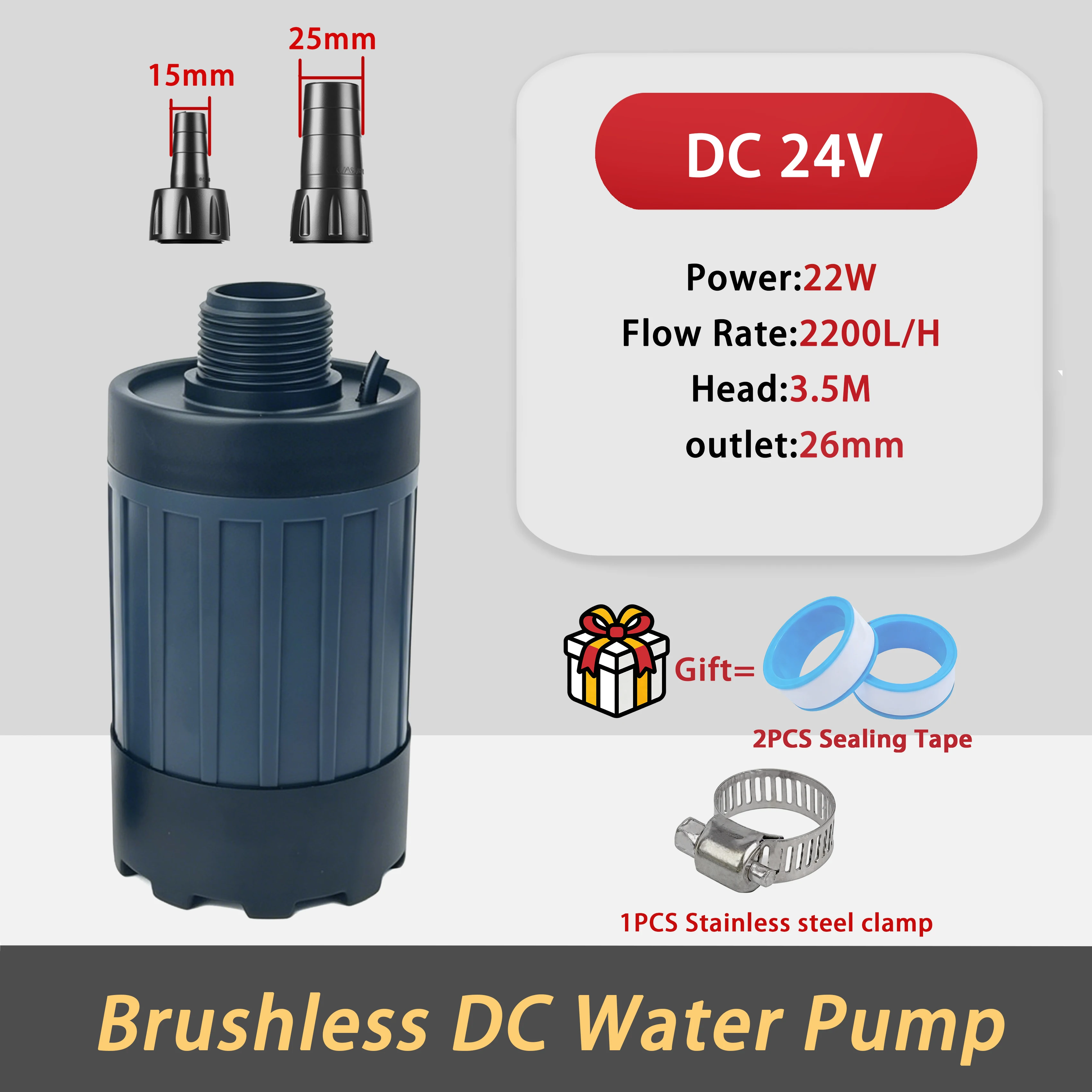 Brushless Direct-flow Water Pump for Fish Tank - Bottom Sewage Suction Submersible Pump, 24V Water Pump