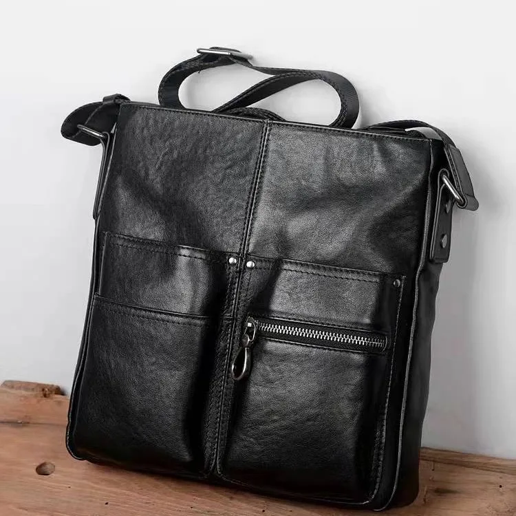 New Business Casual Men's Shoulder Crossbody Bag Fashion Horizontal Square First Layer Cowhide Breathable and Lightweight