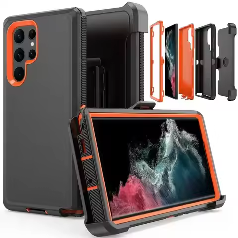 3IN1 High Quality Defender Series OTT With Box Clip Holder Case For Samsung S25 S24 S23 S22 S21 S20 Ultra Plus FE Rugged Cover