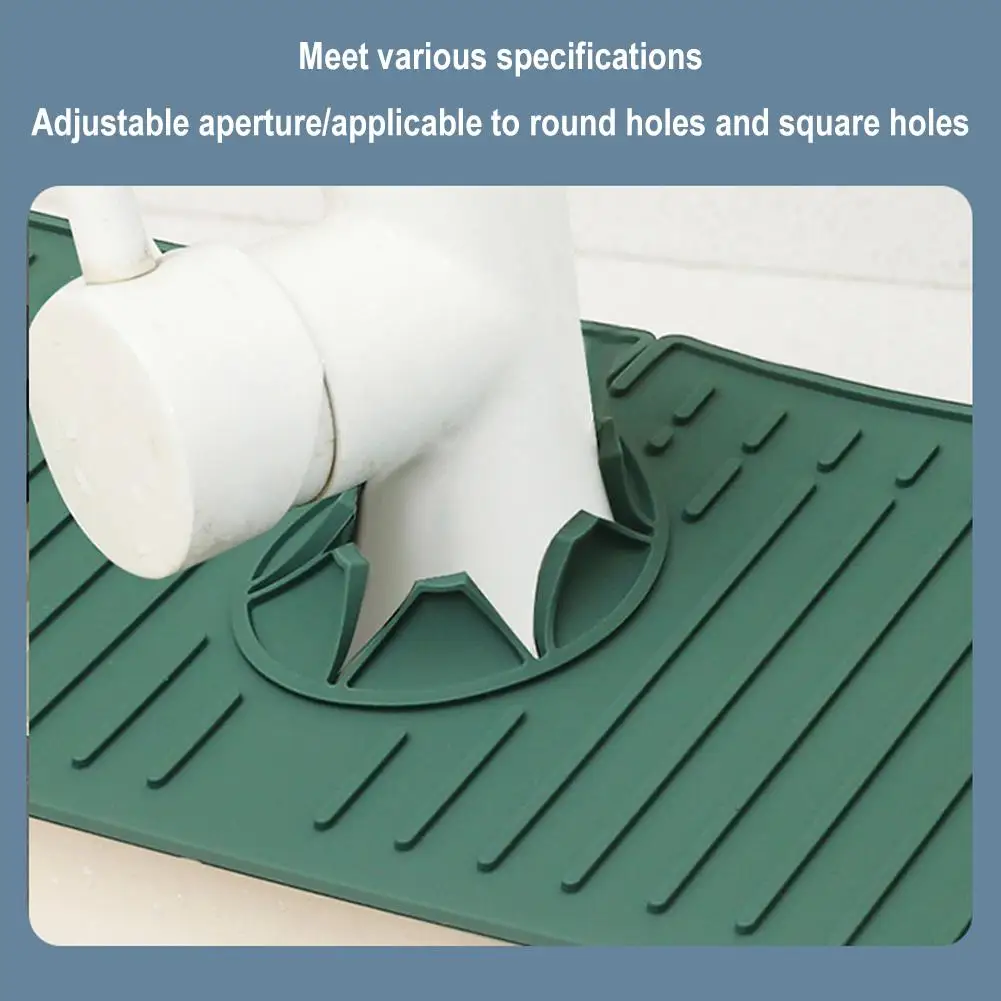 Kitchen Silicone Faucet Mat Water Ripples Faucet Water Catcher Mat Large Sink Splash Pad Countertop Protector Bathroom Mat