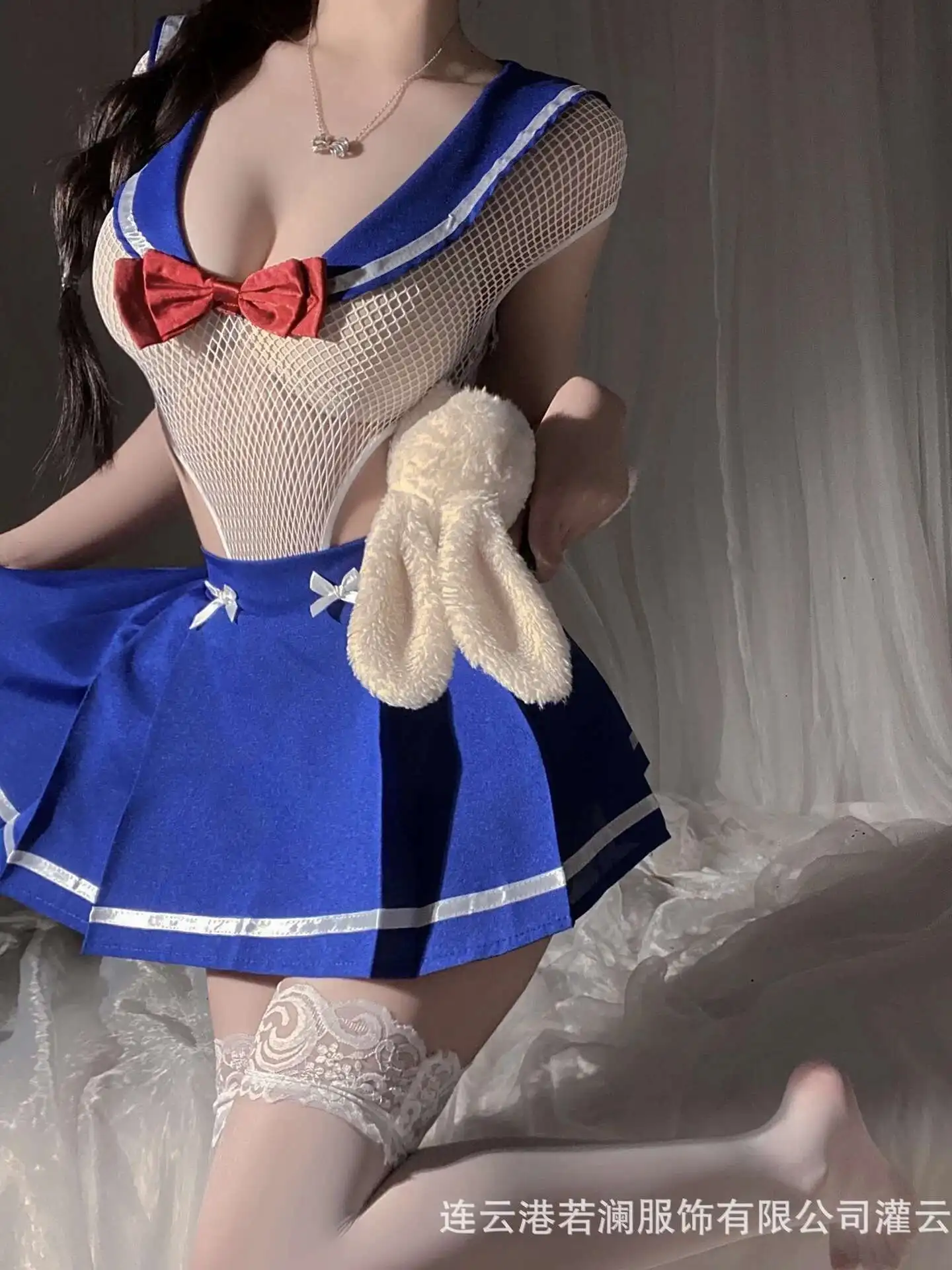 Sexy Japanese Sweet Schoolgirl Bodysuit Cosplay Costumes Porn Mesh Bodysuit Pleated Roleplay Cute Student Wrap Chest Charm TNFD