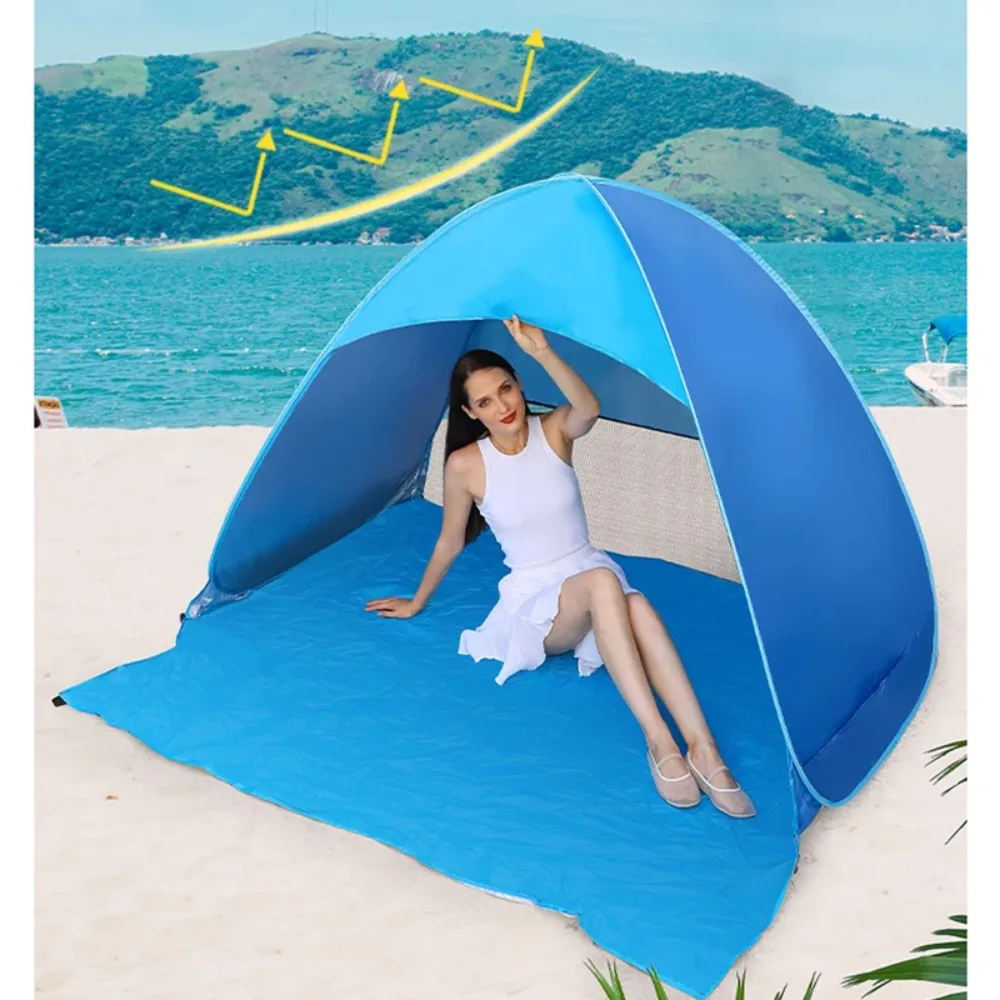 Beach Tent  Automatic Quick Opening Outdoor Simple Sunshade Family Beach Vacation UV Protection Sun Shelter No Need To Build