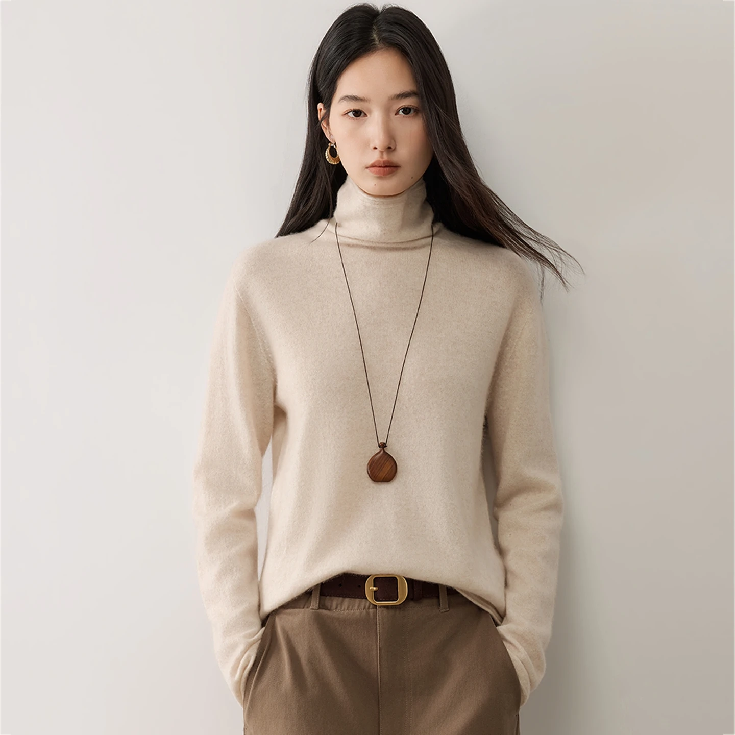 THYFGT Women Pullovers 100% Pure Cashmere Sweaters Winter Turtleneck Knitwear Solid Color Soft Warm Clothes Female Basic Jumper
