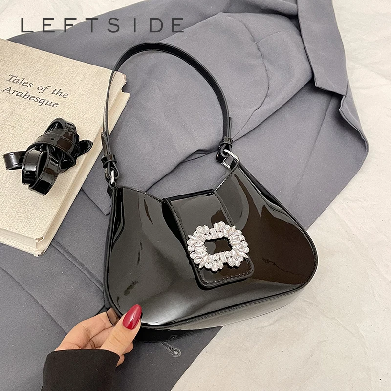 

LEFTSIDE Women PU Leather Small Saddle Shoulder Bag 2025 New Trend Fashion Simple Crossbody Bag Female Handbags and Purses