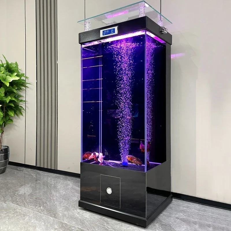 Large rectangular glass fish tank with filter for home landscaping and living room decoration, aquarium accessories