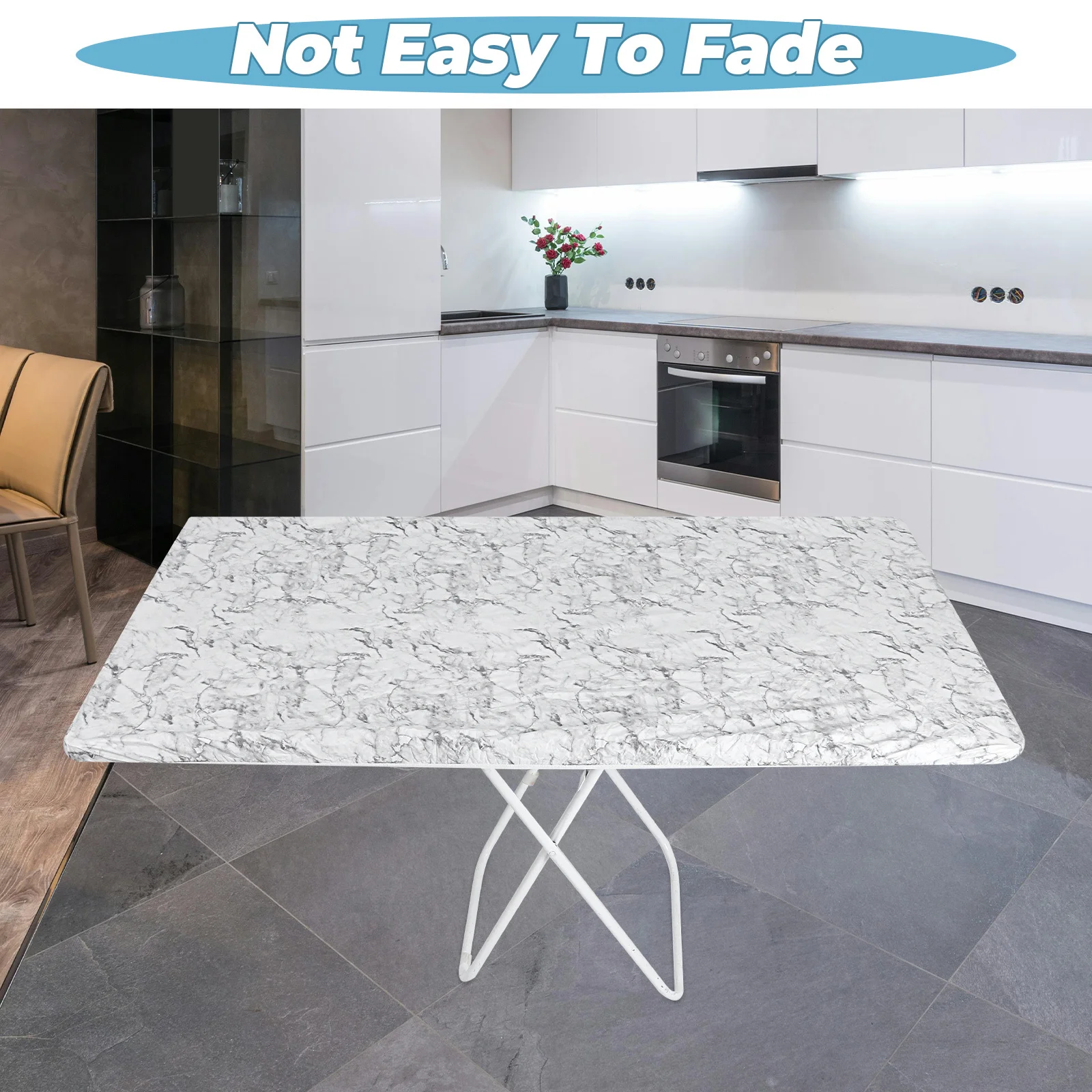 1 set 1 set elastische PVC-tafelkleed voor terras eettafel oliebestendig rekbaar uitgerust tafelkleed buiten bruiloft evenement