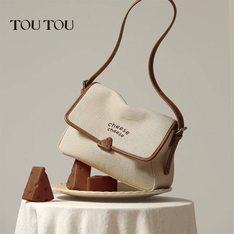 TOUTOU Cheese School Bag Sweet Girl Original Designer Brand Underarm One Shoulder Crossbody Bag Female Handbag Christian Gift