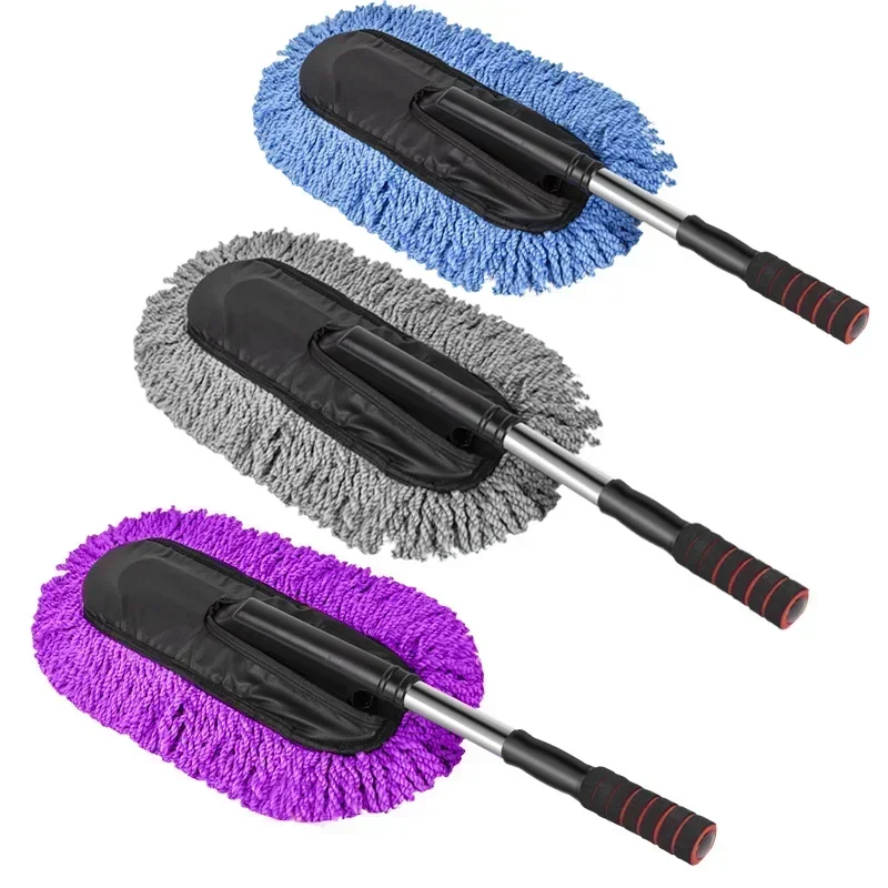 New Car Wash Brush Auto Special Wax Tow Adjustable Telescopic Cleaning Mop Microfiber Dust Clean Brush Car Accessories