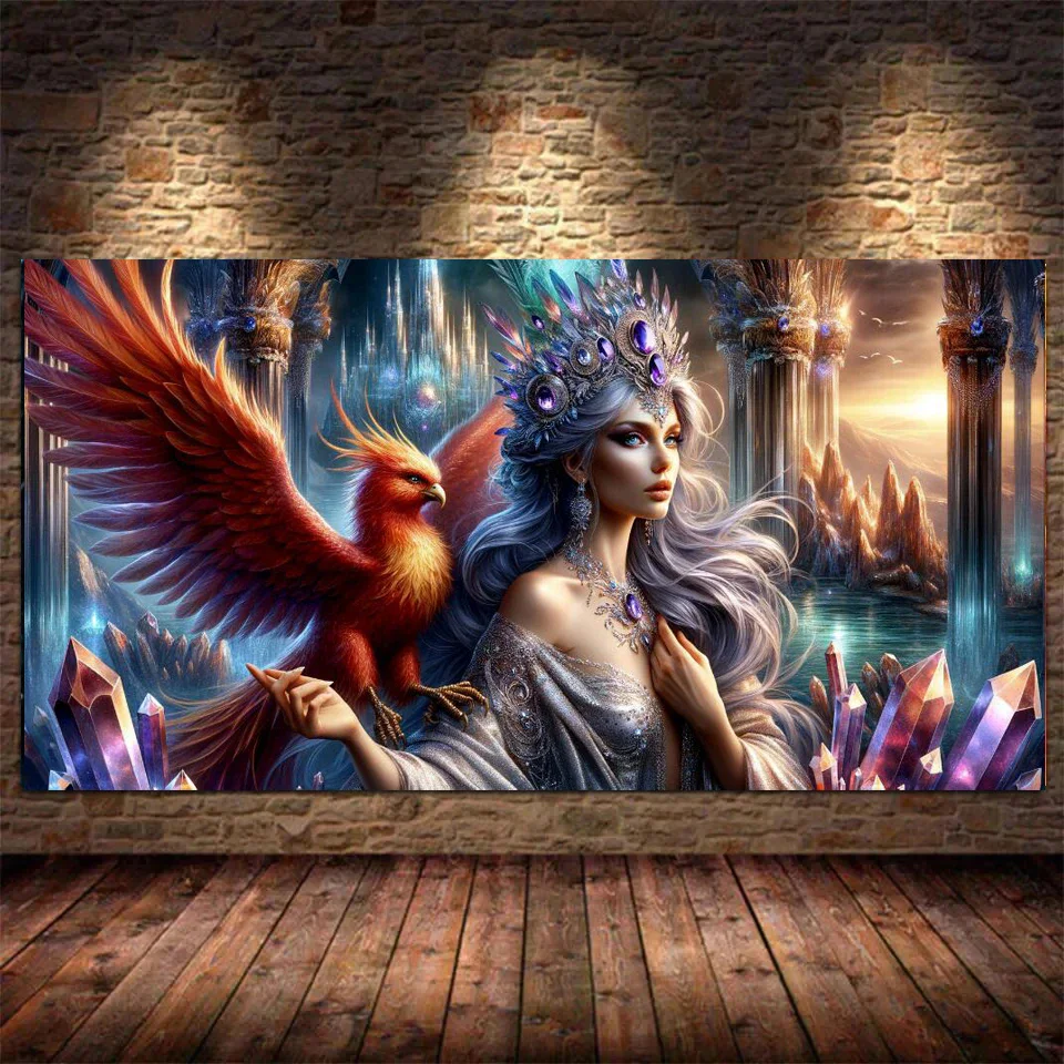 Full Diamond Mosaic Large Ice Fire Phoenix and Queen 5D Diamond Painting New Rhinestone Pictures Embroidery Home Decor