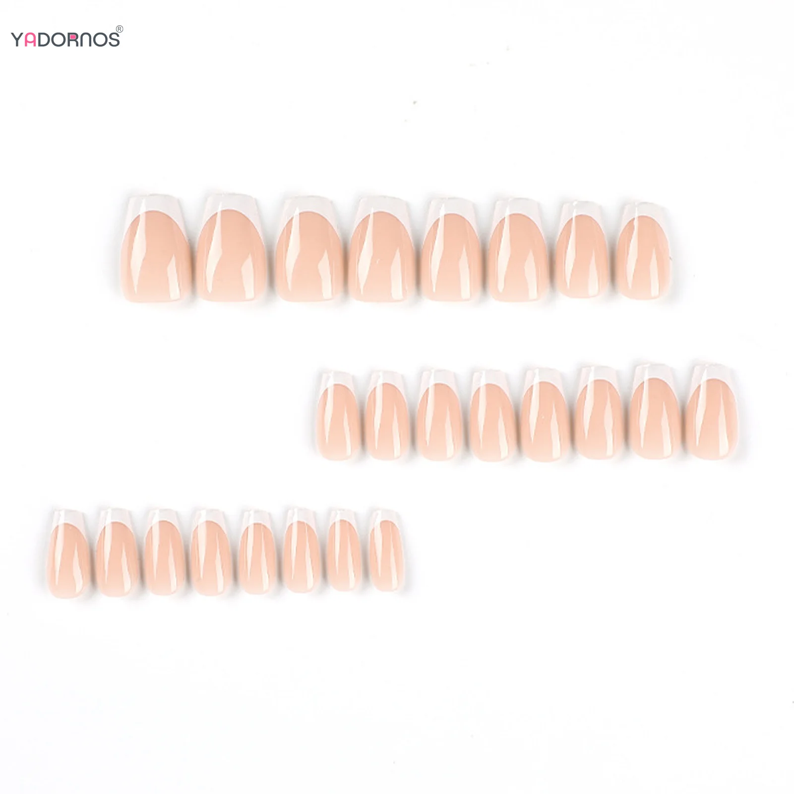 24pcs Short Square False Nails French White Edge Simple Full Cover Fake Nails Detachable Stick-on Nail Tips DIY Manicure