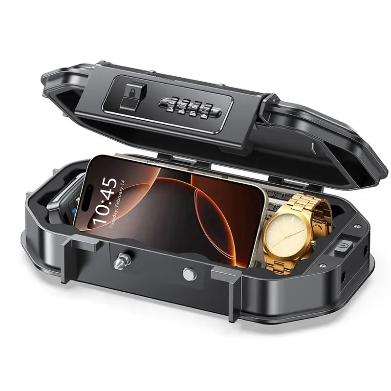N93RNEW! Waterproof 4-Digit Lock Box With Removable Steel Cable For Phone Outdoor Pool Phone Lock Box