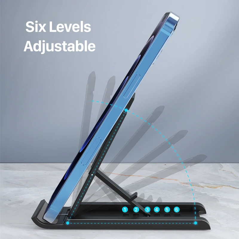 CABLETIME Phone Stand Foldable and Stable Non-slip 6 Levels ABS Compatible with Phone Tablet Holder Adjustable C427