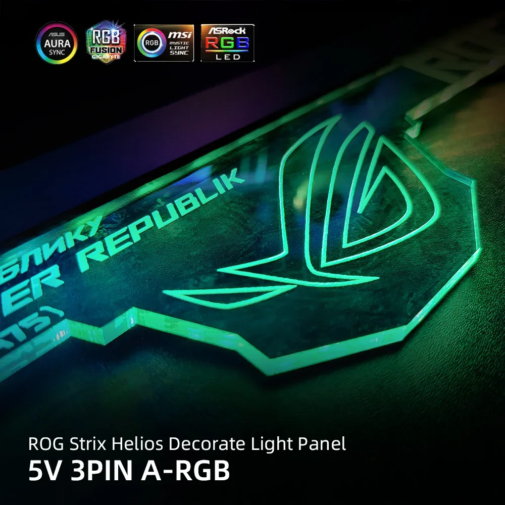 Imagem -05 - Painel Rgb Superior Transperant para Rog Strix Helios Gx601 Case Acrílico Decoração Personalizada Iluminação Argb Asus fe 5v 12v Aurasync Mod