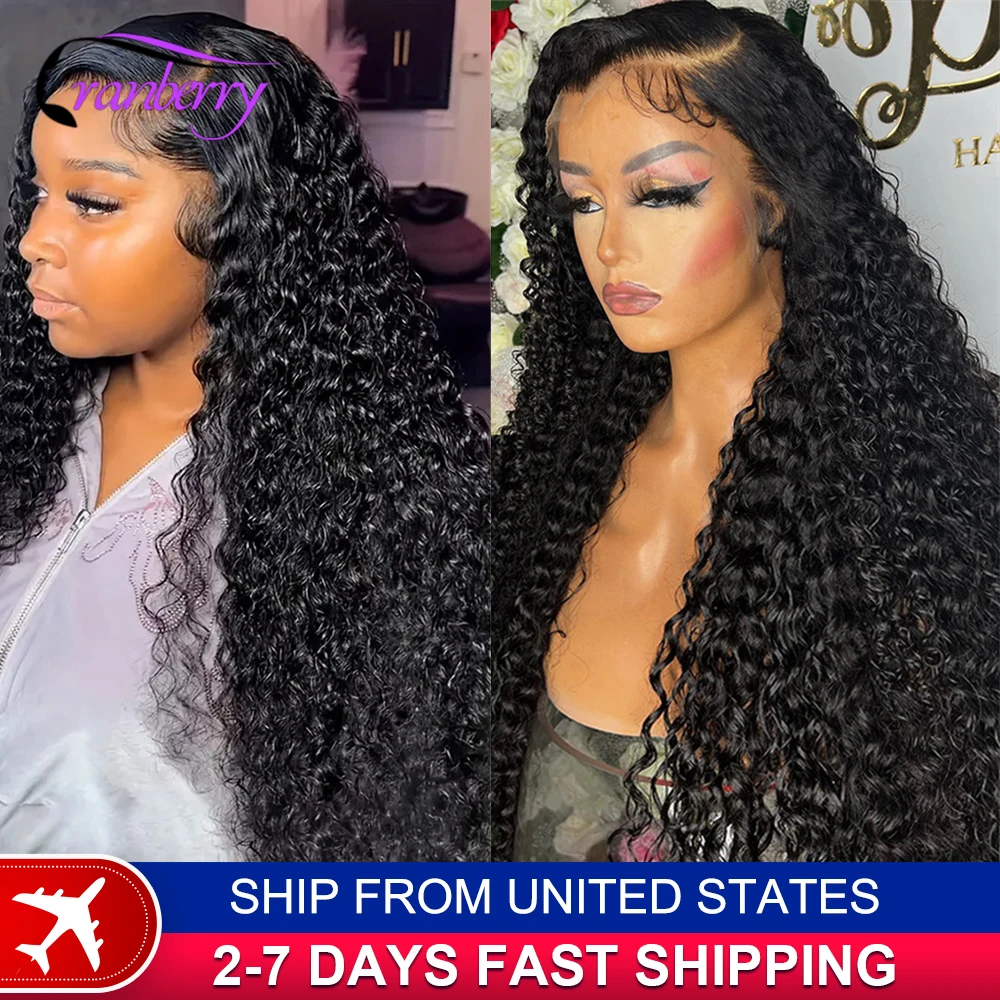 Human Hair Lace Wigs HD Transparent Water Wave 13x4 Lace Frontal Wig 180% Density Cranberry Hair 4x4 Lace Closure Wig