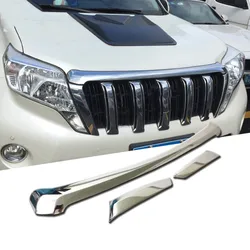 For Toyot land cruiser prado FJ 150 2010-2017 ABS Chrome Front Bumper Grille Hood Engine Grills Cover Trim Sticker Accessories