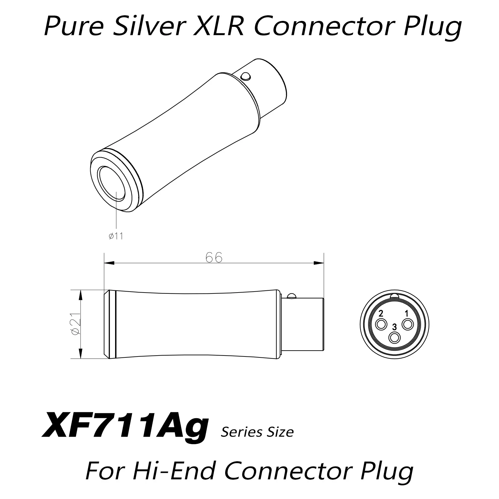 Monosaudio XMF711AG Pure Silver XLR ปลั๊ก 3PIN XLR แจ็ค Hifi Audio MIC Cable Balance Connector Plug