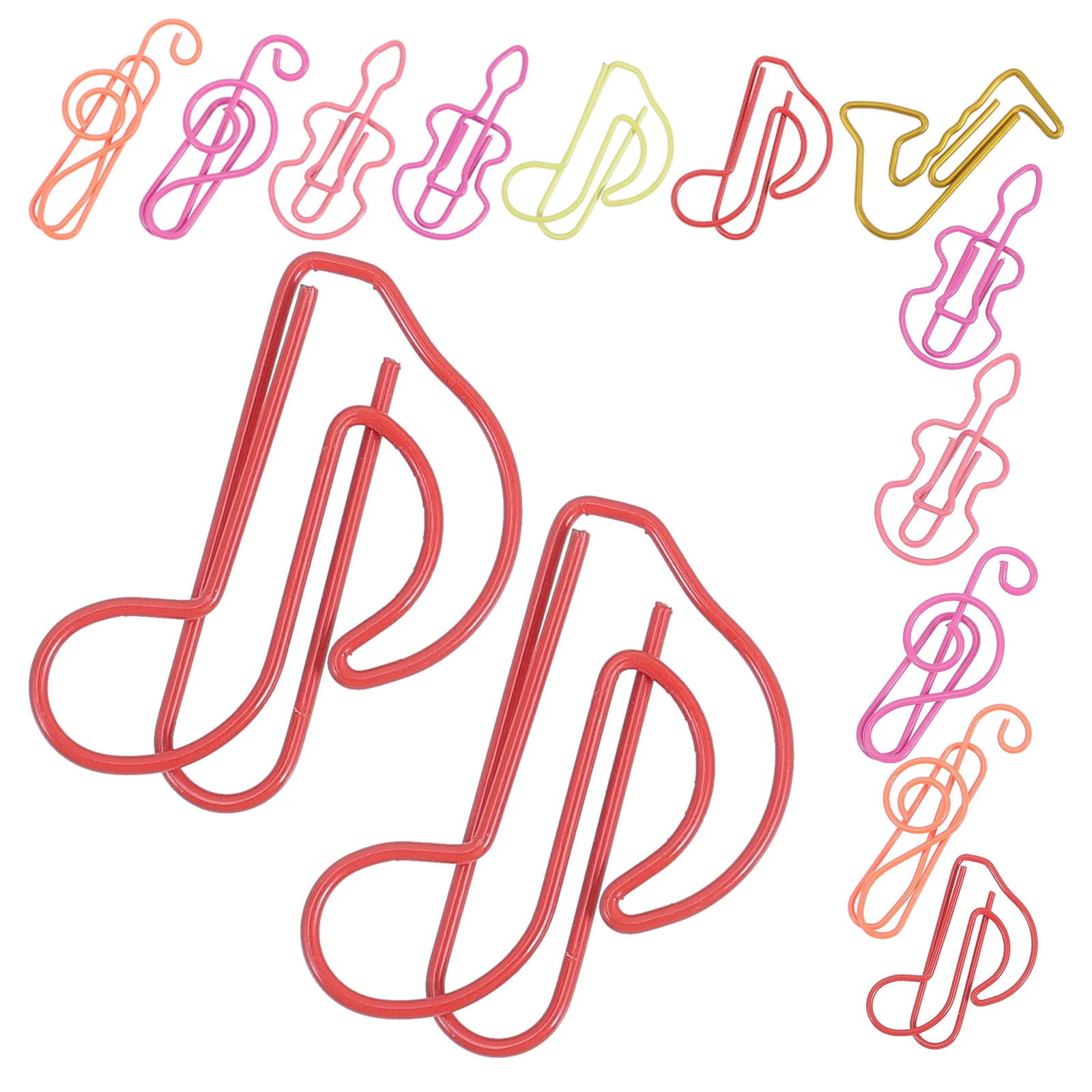 60pcs Colorful Paper Clips Music Note Shaped Metal Clips For Office School Document File Sorting Creative Stationery Organizer