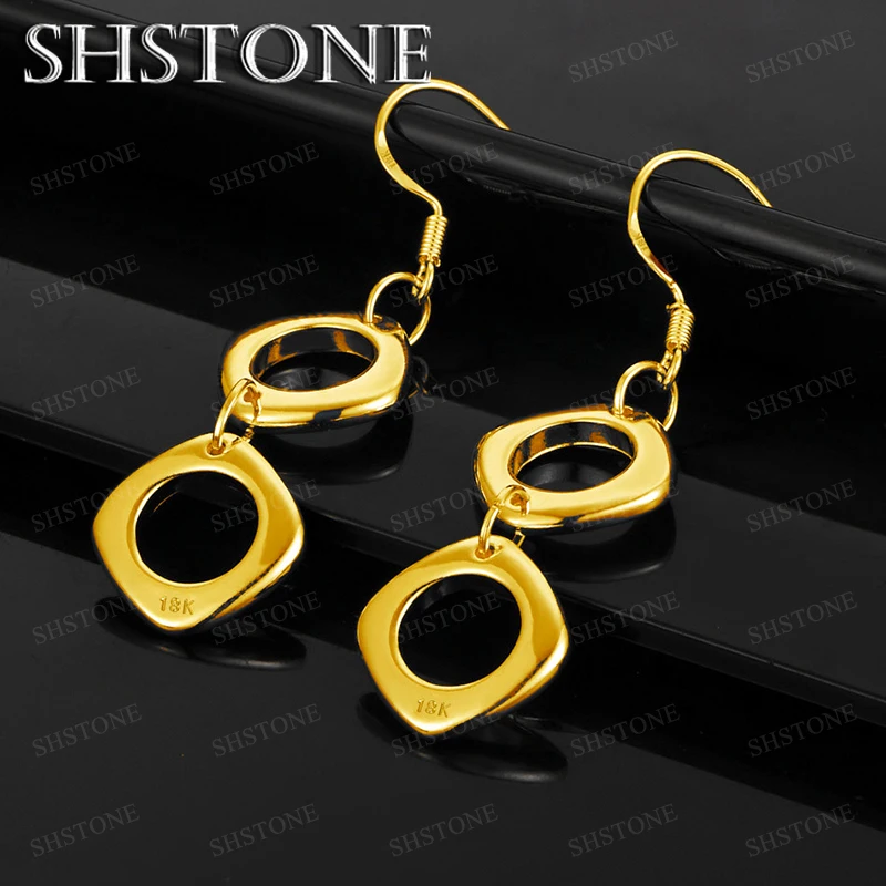 

18k Gold Hollow Square Drop Earring For Women Birthday Anniversary Party Fashionable Simple Fine Jewelry Gifts Accessories