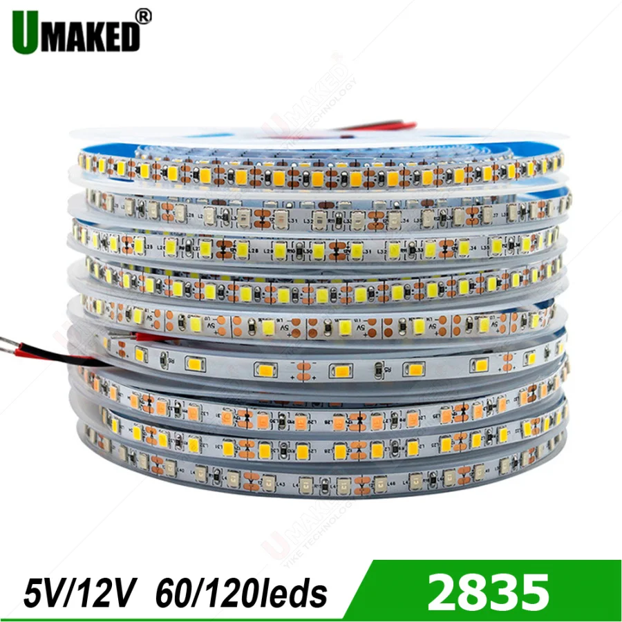 5m wholesale 2835 SMD strip Super Bright LED Strip Red/Green/Blue/Pink/White Warm/White Light Strip DC12V DIY Holiday lightingg