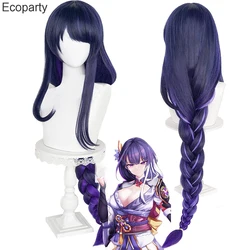 Peluca de Anime Genshin Impact, Cosplay Raiden Shogun Baal, peluca Genshin Impact Shogun Baal, peluca de teñido degradado de trenza de giro largo