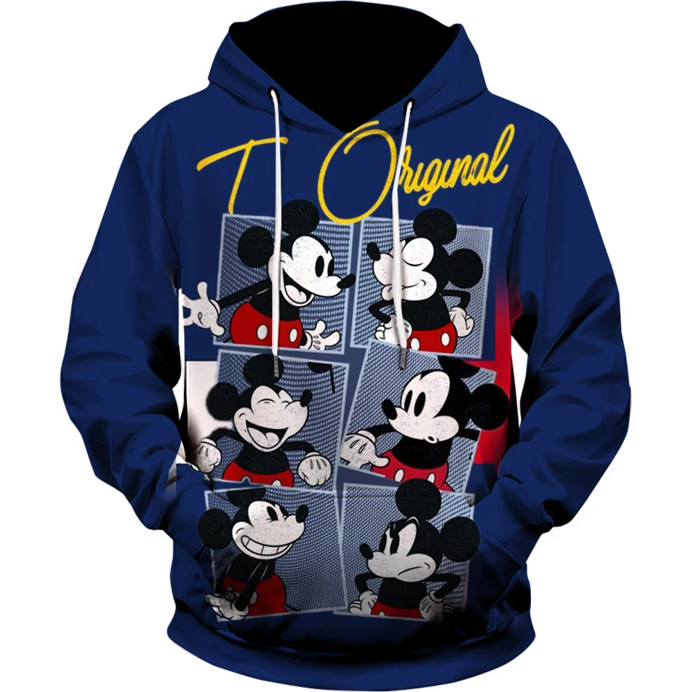 Disney Autunno Uomo Donna Felpa con cappuccio Topolino Cartone animato stampato Abbigliamento con cappuccio Cappotto di moda con cappello Maschile Casual quotidiano Streetwear