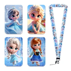 Disney Frozen 2 Elsa Anna Mini Princess Cute Pattern For ID Card Cover School Bus Card Badge Holder Charm Lanyard Accessories