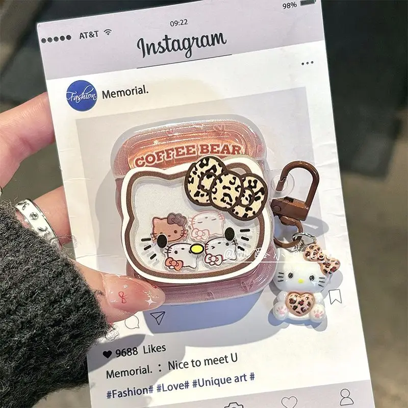 حافظة سماعة أذن هالو كيتي بطبعة الفهد مناسبة لأجهزة Airpods4 Apple 1/2 Generation حافظة سماعة أذن بلوتوث Airpodspro2