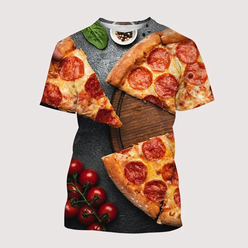 Summer Funny Pizza T-Shirts Food 3D Print Streetwear Men Women Casual Fashion Oversized T Shirt Harajuku Kids Tees Tops Clothing