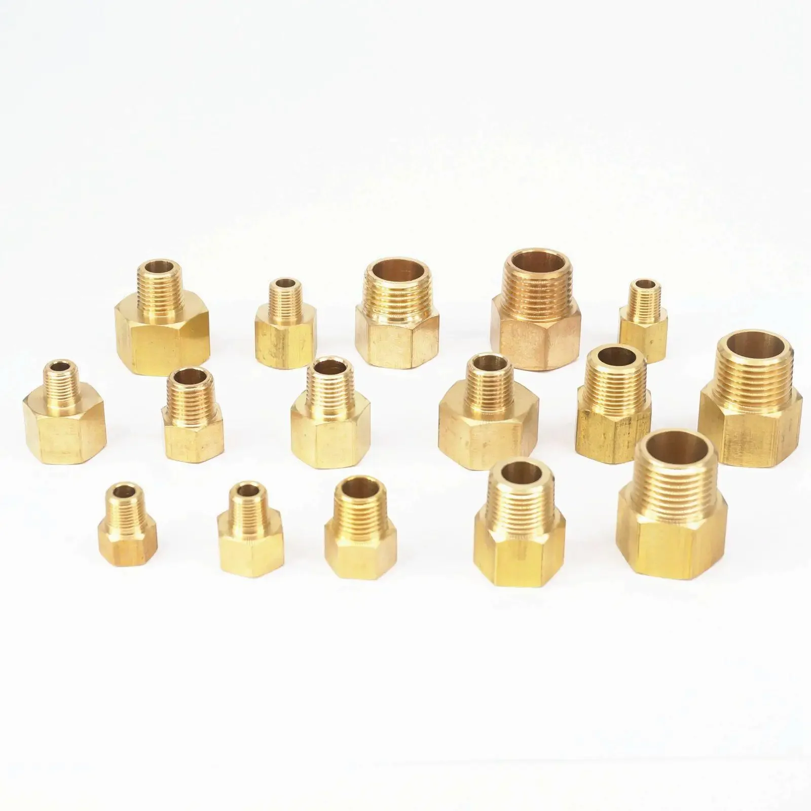 

1/8" 1/4" 3/8" 1/2" NPT Female To Male BSP Brass Pipe Fitting Connector Adapter For Pressure Gauge Air Gas Fuel Water