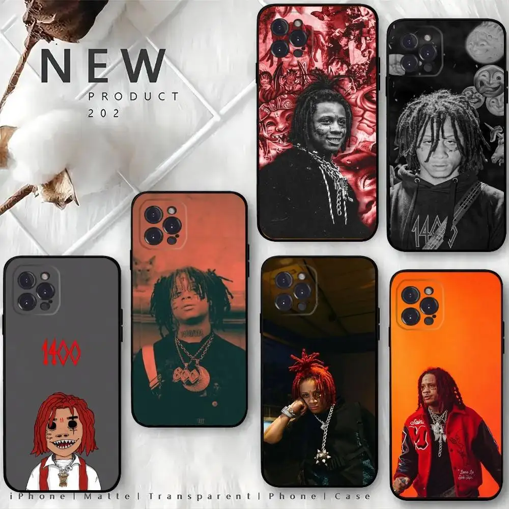 

T-Trippie Redds Rapper Phone Case For iPhone 16,15,14,13,12 Mini 11 Pro XR,X,XS,MAX 7,8 Plus Silicone Cover Soft Black