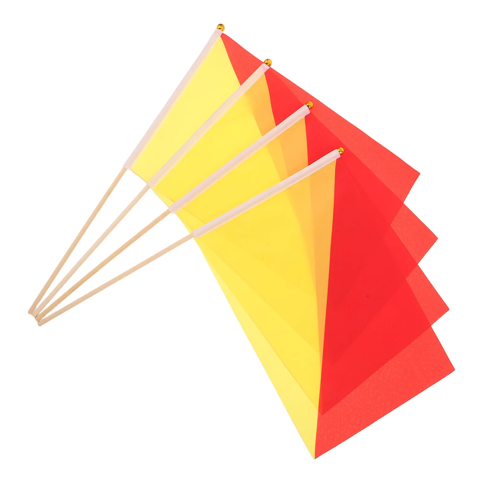 

4Pcs Referee Flags Bright Red Yellow Wooden Handles Soccer Football Line Judge Official Training Signal Handheld Flag Sports