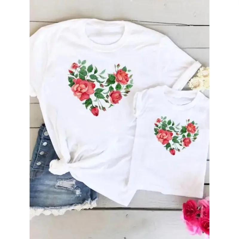 Summer Shop  Family Matching Flower Butterfly Trend Women Love Kid Child Mama Mother Tshirt Tee T-shirt Clothes Clothing