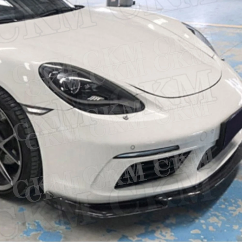 

CKMUUER for Porsche 718 Cayman Boxster 2016-2019 Carbon Fiber fit Car Front Bumper Lip Aprons Spoiler Chin Splitters Trims Auto