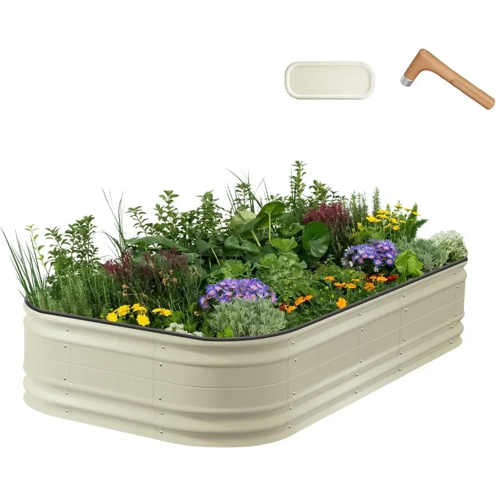 

17" Tall 10 in 1 Novel Modular Raised Garden Bed Kit, Metal Planter Box for Vegetables Flowers Herbs, Included 2 in 1 Wrench