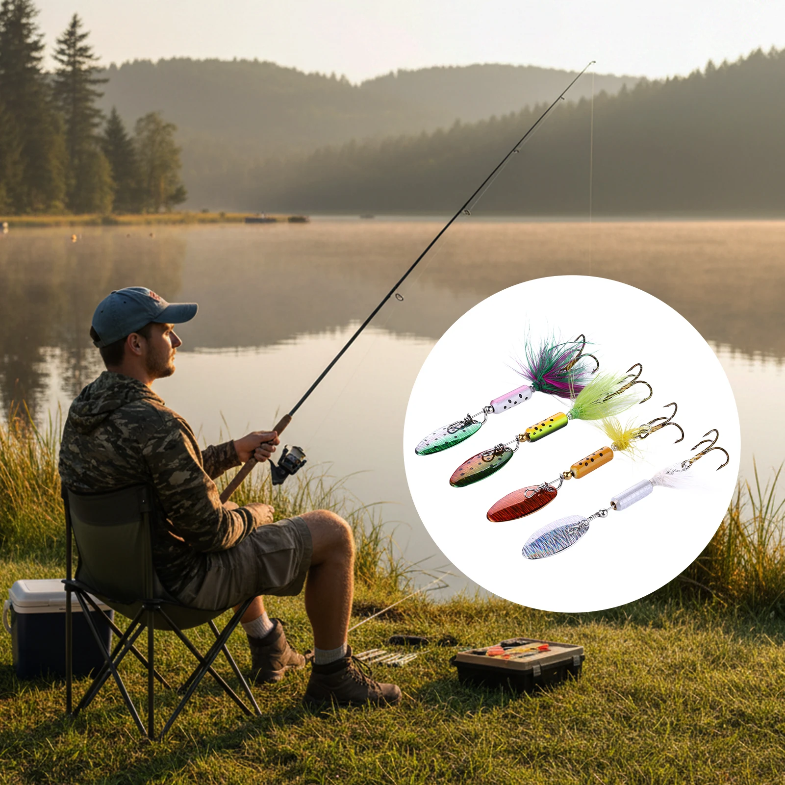 Spinnerbait metálico 3.5g para lubina blanca y lucio - imagen 5