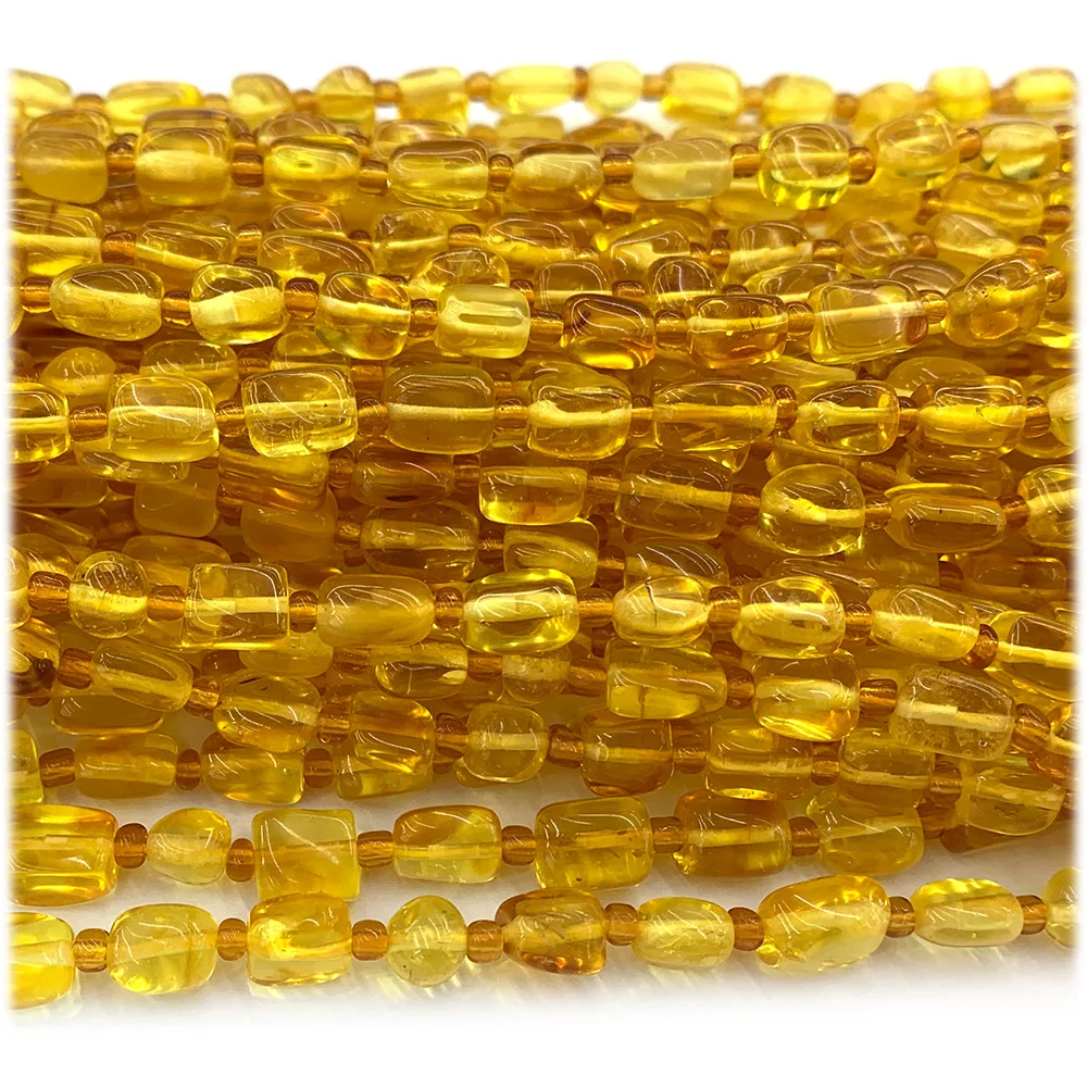 Veemake Natural Clear Yellow Amber Nugget Free Form Loose Beads For Jewelry Making 08230