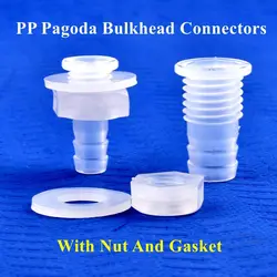 M5~M16 To 3~12mm PP Bulkhead Joint + Hex Nut Silicone Gasket Garden Irrigation Hose Pagoda Connector Aquarium Tank Pump 5~200Pcs