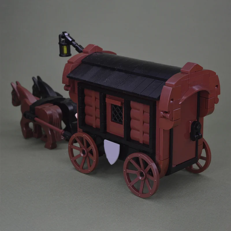 271szt Moc Średniowieczny Wagon Model Zamek Dekoracja Klocki Kreatywny Montaż Klocki Zabawki Dzieci Boże Narodzenie DIY Prezenty