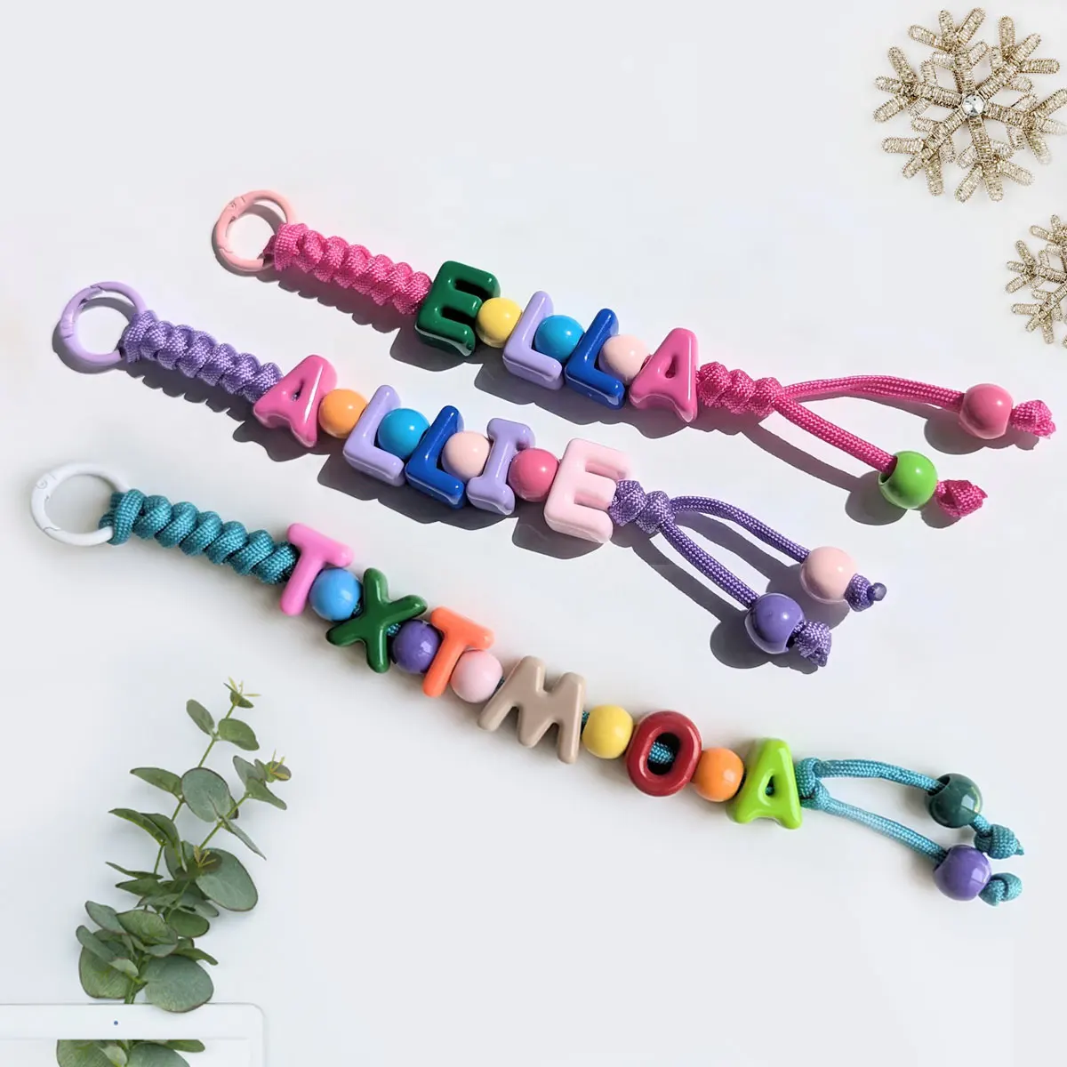 Personalized Name Beaded Keychain, Unique Bag Accessory